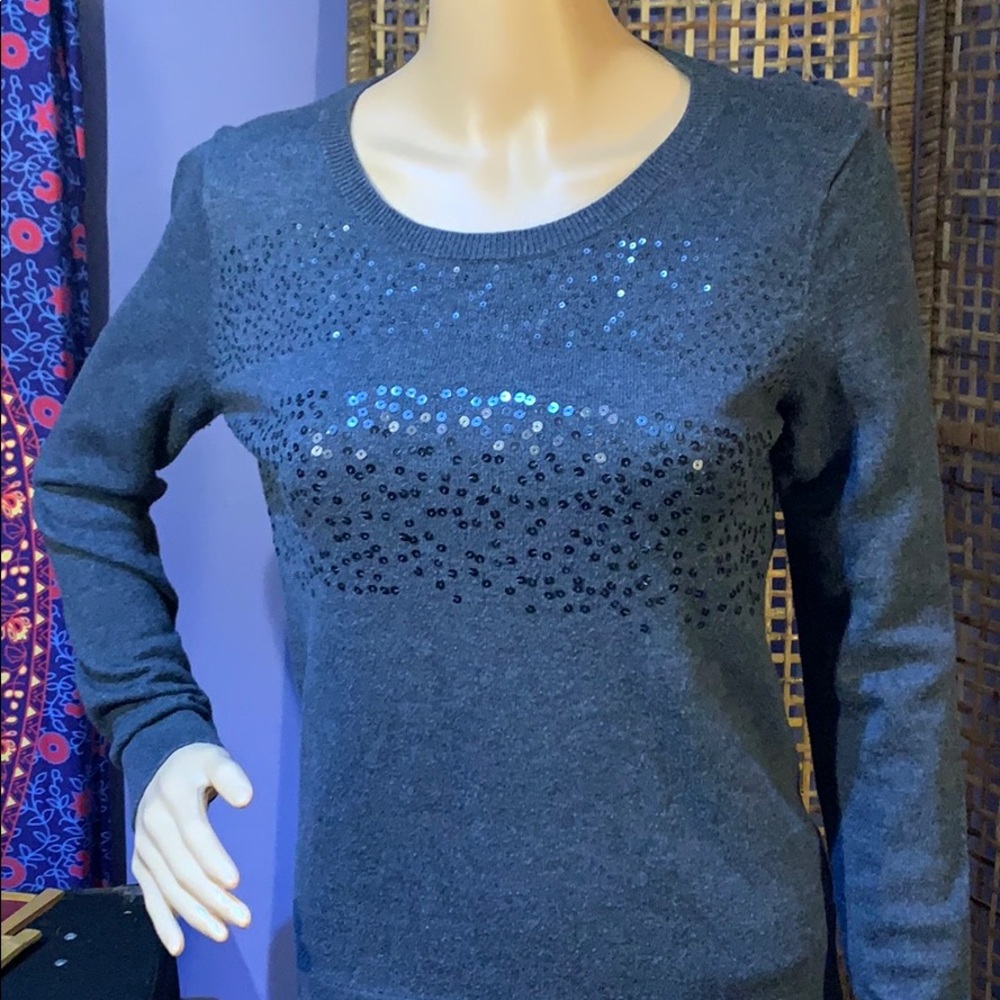 NWOT BANANA REPUBLIC SMOKEY GREY SEQUINED SWEATER